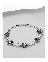 Flower CZ Bracelet In 92.5 Sterling Silver