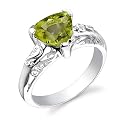 Sterling Silver 1.75 cts Trillion Cut Peridot Ring Size 6
