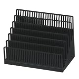 Office Products : Rubbermaid 16031 Note rack, 6 tiered compartments, 8-1/4w x 4-3/4d x 6h, black