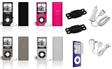 3n1 - Smooth Silicone Skin Case Cover with Screen Protector for the New Apple iPod Nano Nano-Chromatic 4th Generation 8gb 16gb + Bonus Young Micro (Black) Shoe Silicone Skin Pouch compatible with Nike+ Sensor (Nano-Chromatic NOT Included)