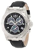 Invicta Men's 1716 Pro Diver Chronograph Black Textured Dial Black Leather Watch