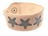 Genuine Leather Retro Faded Brown Fashion Bracelet with Star Designs