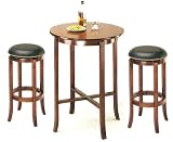 Review AtHomeMart 47195-7199 / York Cherry Pub Table Set with 2 Leather Nailhead Swivel Bar Stools
