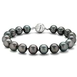Bling Jewelry 12mm South Sea Shell Peacock Black Pearl Bridal Bracelet 7.5 8