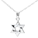 Sterling Silver Star of David Pendant, 18"
