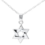 Sterling Silver Star of David Pendant, 18"