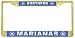 Northern Marianas Flag Gold Tone Metal License Plate Frame Holder