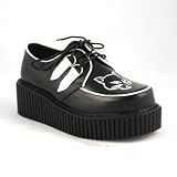 CREEPER 2 Inch Gothic Shoes Platform Creeper Shoe Black White Kitty Head Demonia Pleaser CLEARANCE