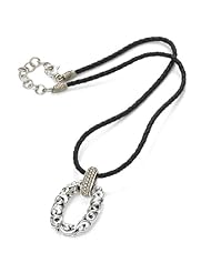 Charles Krypell Sterling Silver and Brown Diamond Leather Chord Necklace
