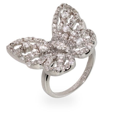 Sterling Silver CZ Butterfly Ring Size 8 (Sizes 5 6 8 9 Available)