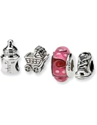 Sterling Silver Reflections Baby Girl Boxed Bead Set