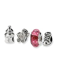 Sterling Silver s Ba by Girl Boxed Bead Set by Reflection Beads, Best Quality Free Gift Box Satisfaction Guaranteed