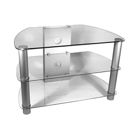 Strand Aspex Contour 3 - 680 Glass Entertainment Unit / TV Stand for TVs up to 28" ( 37" LCD / Plasma TVs with overhang ) with 3 toughend glass shelves