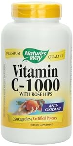 Nature's Way Vitamin C 1000 with Rose Hips, 250 Capsules