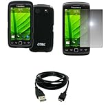 EMPIRE Black Rubberized Hard Case Cover + Mirror Screen Protector + USB Dat ....