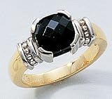 14K Two Tone Gold Genuine Onyx Ring