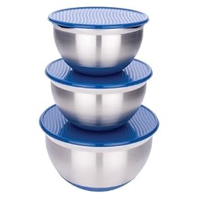 MIU France 3480 Stainless Steel Silicone Blue Lidded Mixing BowlsS 3 by Mixing Bowls