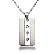Stainless Steel CZ Dog Tag 36mm Tall by 20mm Wide on 22 Inch Bead Chain