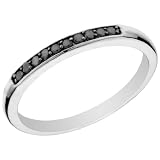 Black Diamond Stackable Ring 1/10 Carat (ctw) in 14K White Gold with Black Rhodium