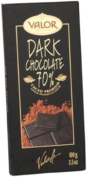 VALOR: 70% Dark Chocolate Bar, 3.5oz: 17 Count