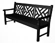 72" Recycled Earth-Friendly Chippendale Outdoor Patio Bench - Black