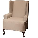 Maytex Stretch Twill Wing Chair Cover, Taupe