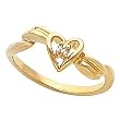 14K Yellow Gold Diamond Heart Promise Ring - 0.01 Ct.