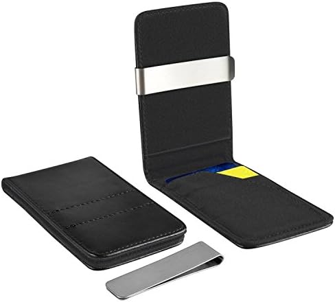 Theo&amp;Cleo Black Horizontal Genuine Stylish Leather Wallet Money Clip