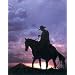 WESTERN SUNSET COWBOY RIDING HORSE ART PRINT