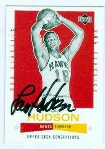 Lou Hudson Autographed/Hand Signed Basketball Card (Atlanta Hawks) 2002 Upper Deck Generations #139