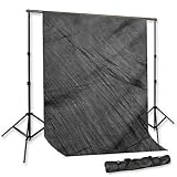 [53613] Pro 9' x 12' Dark Gray Sandwash Muslin Background with Support System and 2 Clamps--Steve Kaeser since 1989