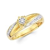 Search : 14k Yellow Two Tone Gold Diamond Engagement Ring .19 ct (G-H Color, SI2 Clarity)