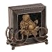 Laughing Buddha - 4 Coasters with Bronze Scroll Coaster Holder