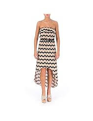 Junior Strapless Chevron Print High-Low-Hem Maxi Dress 