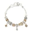 Two Tone Heart Designer Style Charm Bracelet Fashion Jewelry