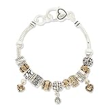 Two Tone Heart Designer Style Charm Bracelet Fashion Jewelry