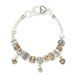 Two Tone Heart Designer Style Charm Bracelet Fashion Jewelry