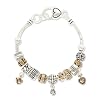 Two Tone Heart Designer Style Charm Bracelet Fashion Jewelry