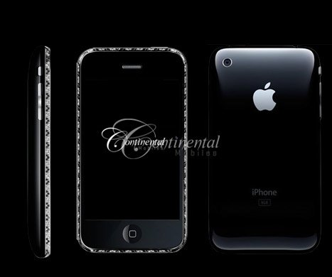 Continental Apple iPhone 3G Unlocked Black 16GB VS1 Black & White Diamond Encrusted Luxury Mobile Phone