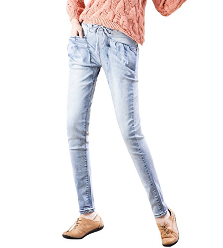 レディース ジーパン ジーンズ パンツ ズボン スラックス 春 秋 デニム コットン 弾性 ストレッチ ロング スリム 薄手 英国風 美脚 トラベル リゾート レジャー 通勤 通学 カジュアル 海外セレブ 可愛いスカーフ付き KK977