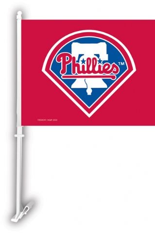 MLB Philadelphia Phillies Car Flag W/Wall Brackett