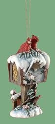 Snowfall Valley Cardinals on Snowy Mailbox Christmas Ornament 4.25"