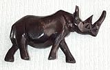 Rhino Rhinoceros - Ebony Wood Wooden Miniature Animal Made in Kenya