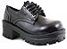 Chunky Lace-up Platform Loafer Heels Shoes Women Black