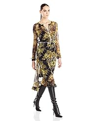 Belted  Sheer Chiffon/Leather/Silk/Wool General Print  Shirt  Dress With Ruffles