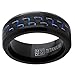 Black Titanium Wedding Band Ring with Black and Blue Carbon Fiber inlay, Comfort fit 8mm, Sizes 6 to 15