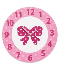 Spotty bow clock - Pink