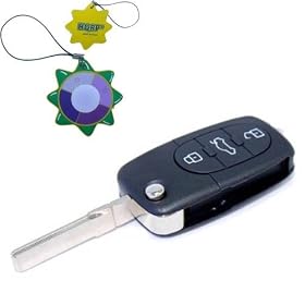 HQRP Folding Flip Key FOB Shell Remote Case w/ 4 Buttons compatible with Audi A4, A6, A8, TT (A4 1997 1998 1999 2000 2001, A6 1997 1998 1999 2000 2001 2002 2003 2004, A8 1997 1998 1999 2000 2001, TT 2000 2001 2002 2003 2004) P/N 4D0 837 231 M plus HQRP UV Chain / UV Radiation Health Tester