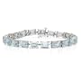 10k White Gold Emerald Cut Blue Topaz Bracelet, 7"