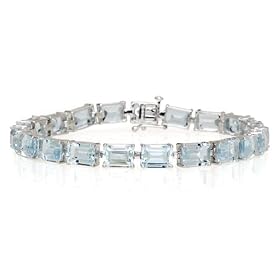 10k White Gold Emerald Cut Blue Topaz Bracelet, 7 by Amazon.com Collection